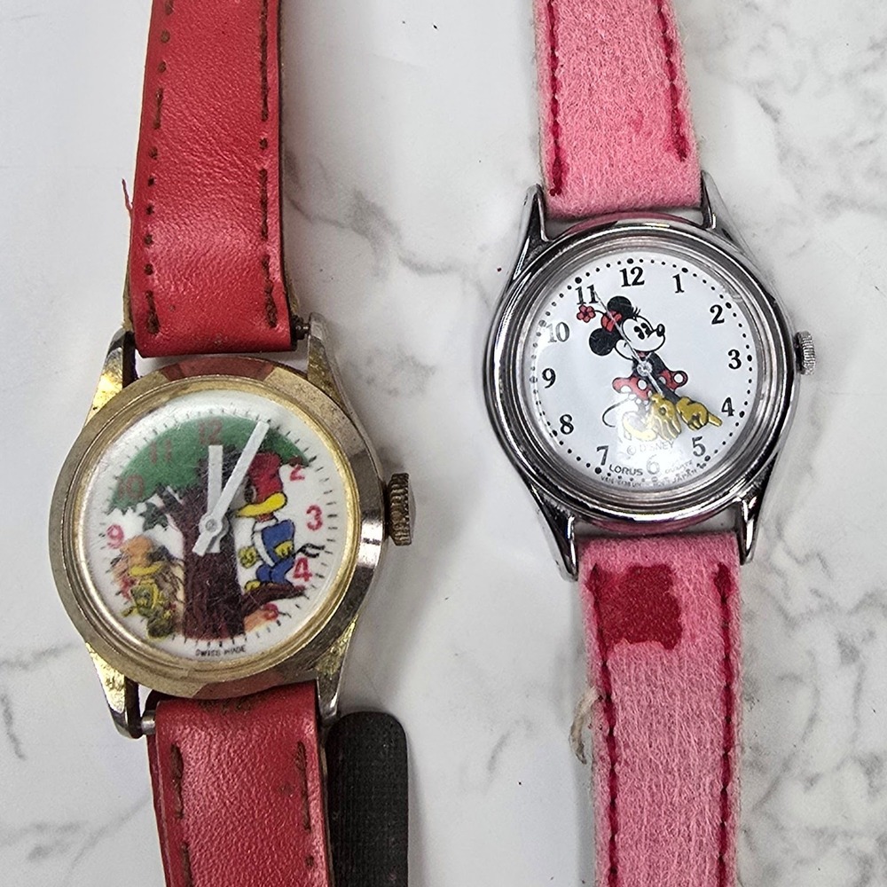 Vintage Woody Woodpecker Swiss Wind Up Watch & Lorus Minnie Mouse Disney Lot - Picture 3 of 9